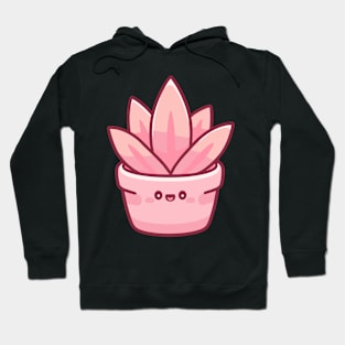 Cute Pink Cactus in Kawaii Style | Kawaii Plant Illustration | Cute Kawaii House Plant Hoodie